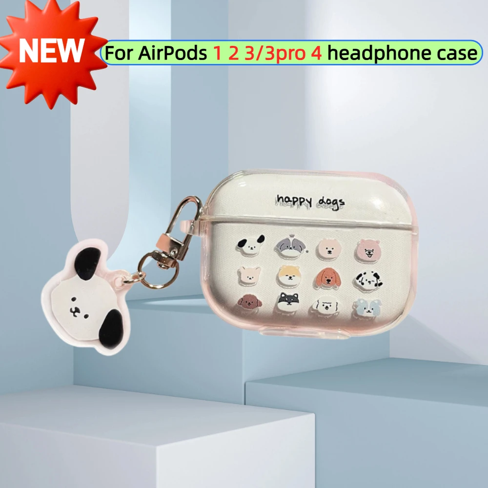 

3D Cartoon dog Clear Silicone Cover For AirPods Pro 4 3 2 1 Wireless Charging Shockproof Anti-Scratch Dustproof Lightweight Soft