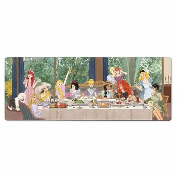 Kreativní podložka pod myš s princeznou na čajový dýchánek, přizpůsobená nadměrná silná kreslená roztomilá podložka pod myš s okraji zámku, omyvatelná podložka pod počítačovou kancelář 10 nejlepší prodej roztomilé podložky na stůl - №3