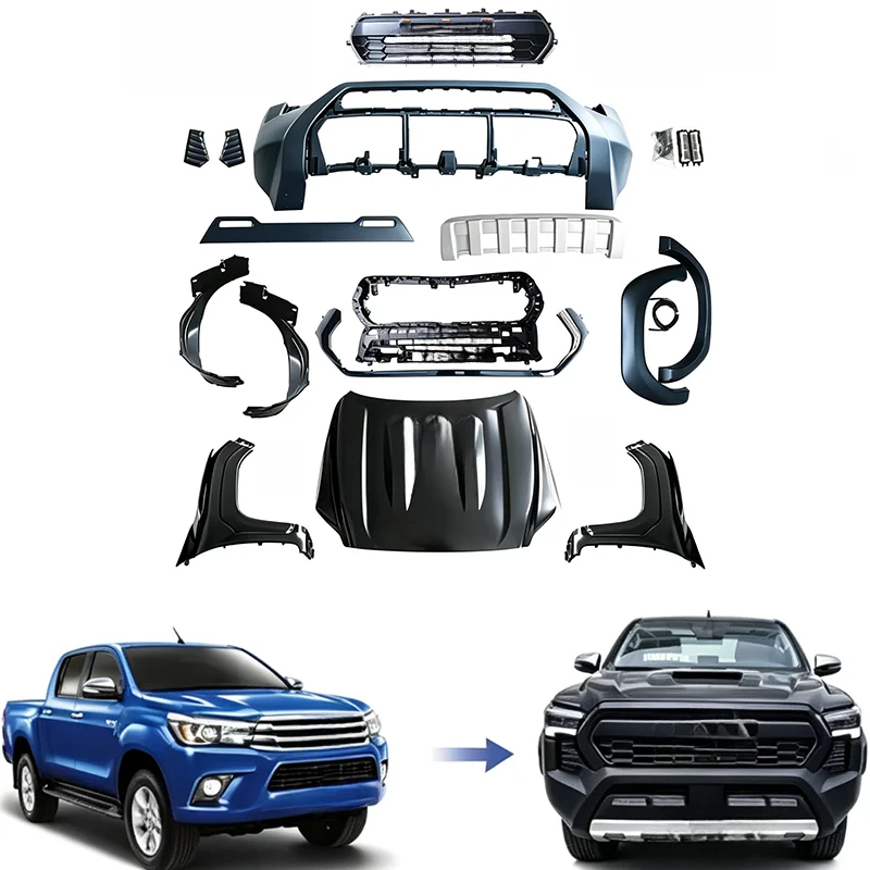 High Quality Front Conversion Kit For Hilux Revo 2015-2025 Upgrade To Tacoma Bumper Grille Headlight Pickup Parts