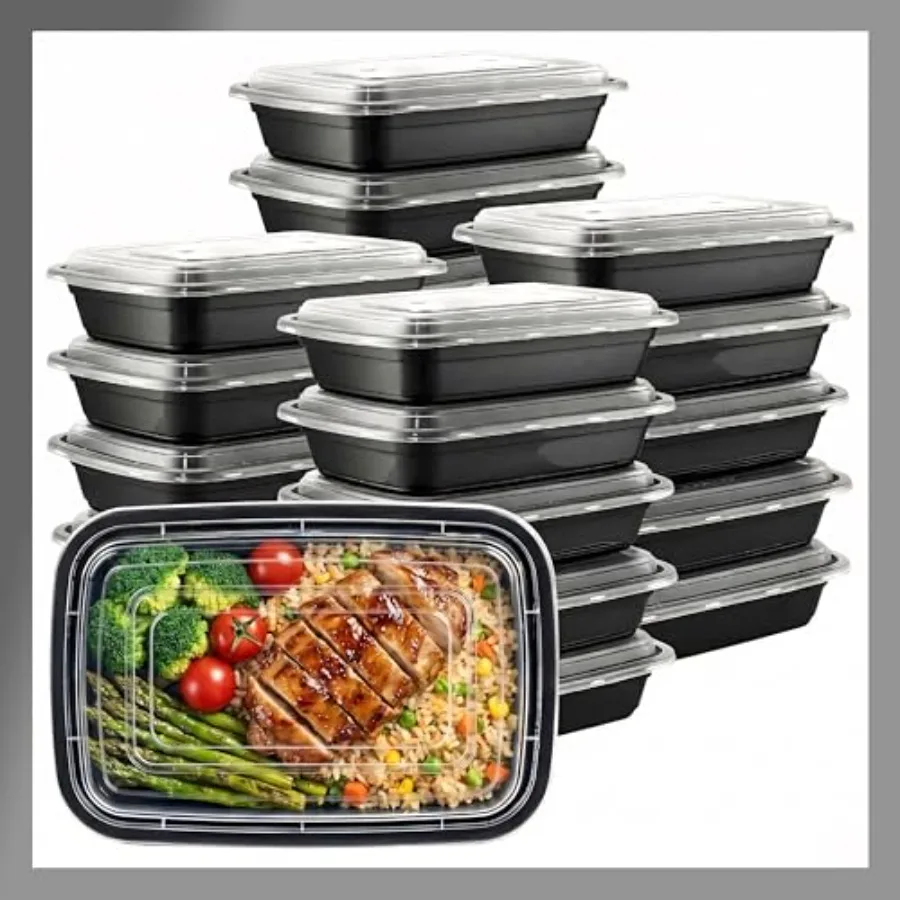 Meal Prep Containers [10 Set] 38 oz with Lids, 1 compartment, Stackable, Reusable, Leakproof, Food Safe, Microwave, Freezer and