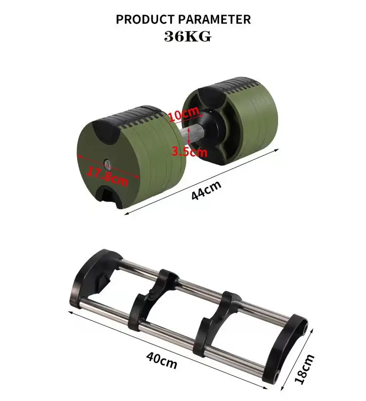 

36Kg 80lb Home Equipment Bodybuilding Gym Fitness Workout Strength Free Weight Workout Adjustable Dumbbells
