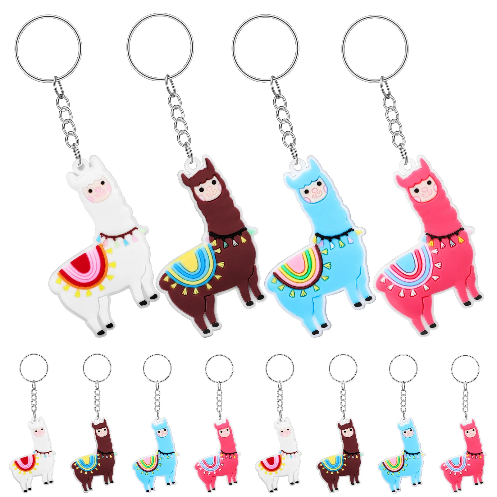 12 Pcs Ring Pieces Baby Aldut Toys Cartoon Animal Key Pvc Cute Chain Accessories