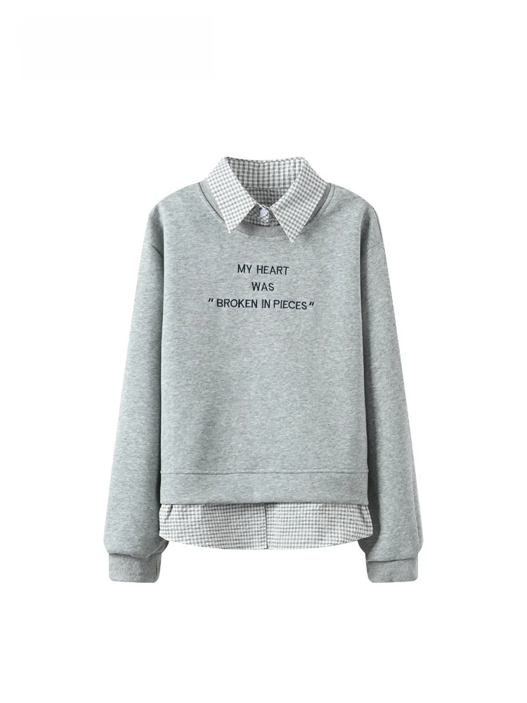 

Loose Long Sve Hoodie Women plus Size Casual Sle Faionable Spring Autumn Top Polyester Fiber Cuffed Hem Regular Length