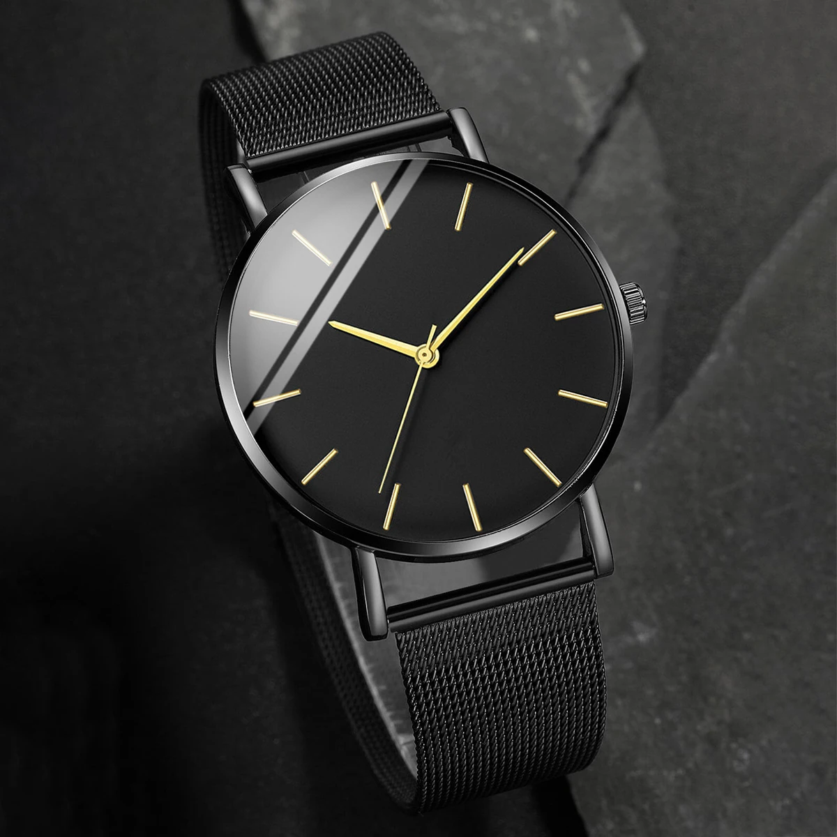Ultra-Thin Stainless Steel Mesh Strap Quartz Wrist Watch Analog Water Resistant Mozhitti Men main image 2