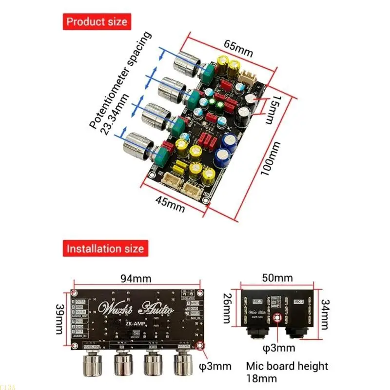U13A Karaoke -Platten -Nachhall -Platten -Mikrofonverstärkerverstärker -Verstärker Digital Songverstärkermodule – Detail 6
