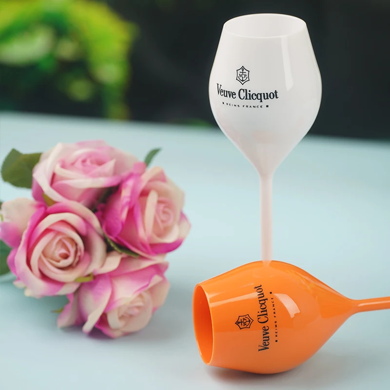 Veuve Clicquot Flutes Glasses Plastic Wine Glasses Dishwasher-safe White Orange Acrylic Champagne Glass Beer Whiskey Party Cups