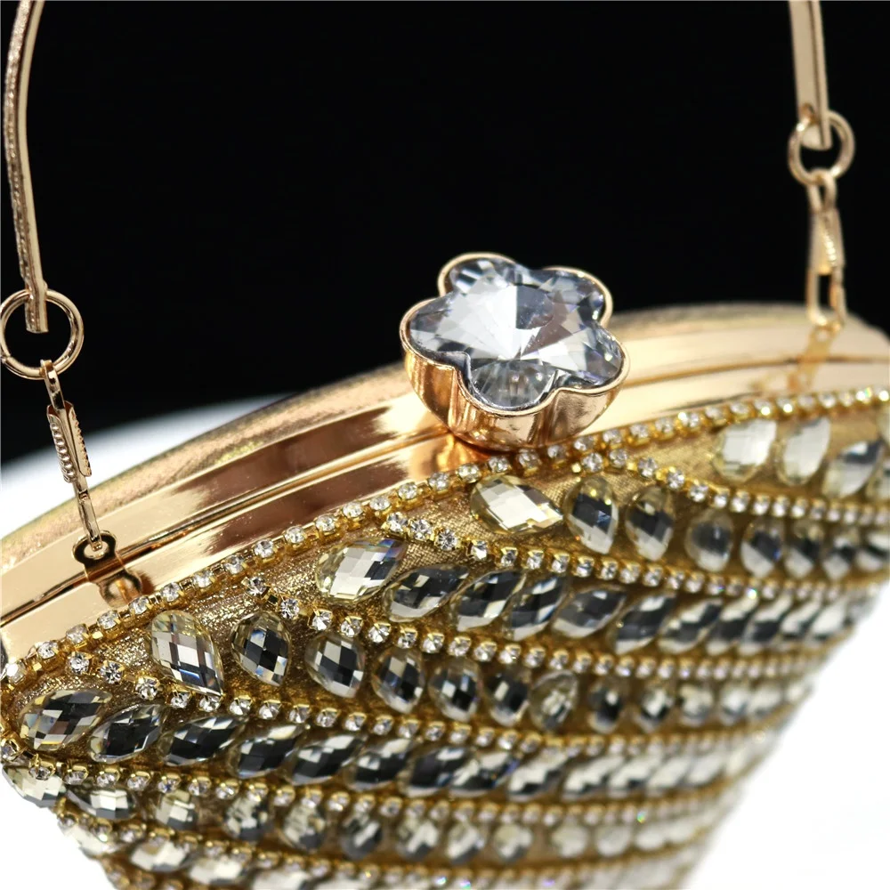 Quasten-Kristall Damen-Abendtasche mit Wassersteinen, Glänzende Modische Damenhandtasche, Luxuriöse Geldbörse – Detail 5