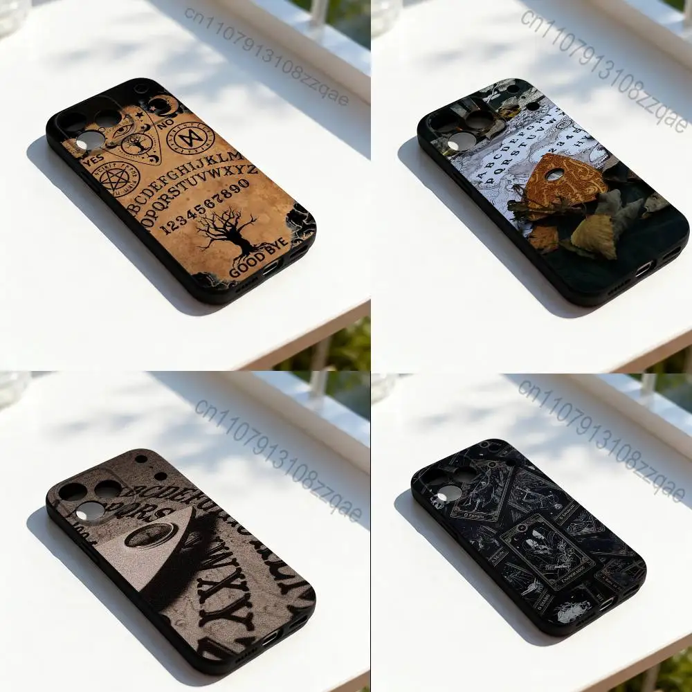 

Ouija Board Art Phone Case For iPhone 17,16,15,14,13,12,11,Pro,Max,Plus,E,SE4,Air,Mini Black Soft Cover