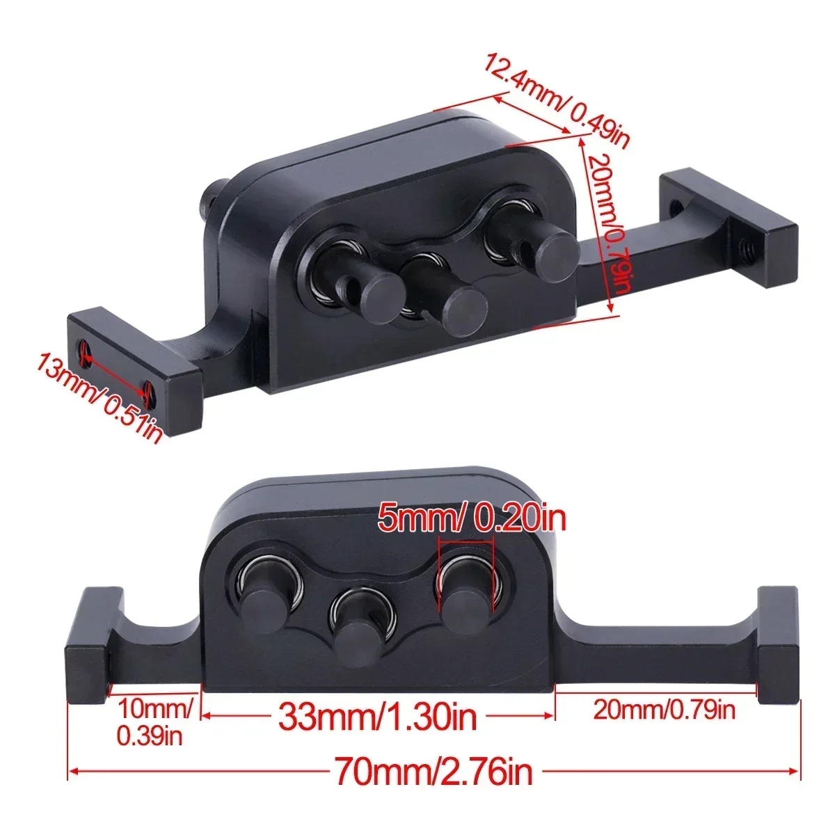 CNC Aluminum Transfer Case Gearbox 70mm Width with 5mm Shaft for 1/10 RC Crawler Cheater Rigs LCG Chassis Build Upgrade Parts