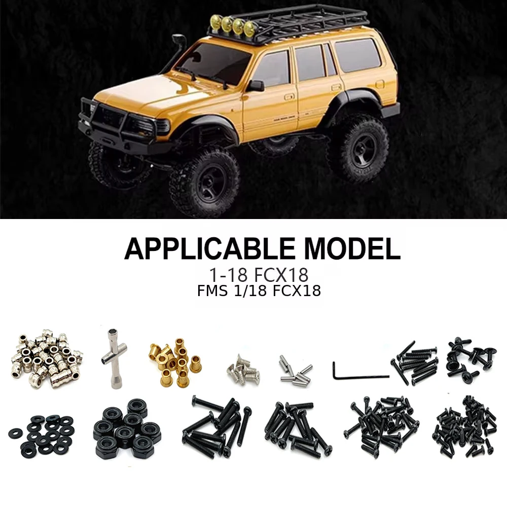 Boîte de kit de vis en acier 1/18 pour FMS FCX18, pièce de rechange pour voiture RC, accessoire de mise à niveau, 1 pièce