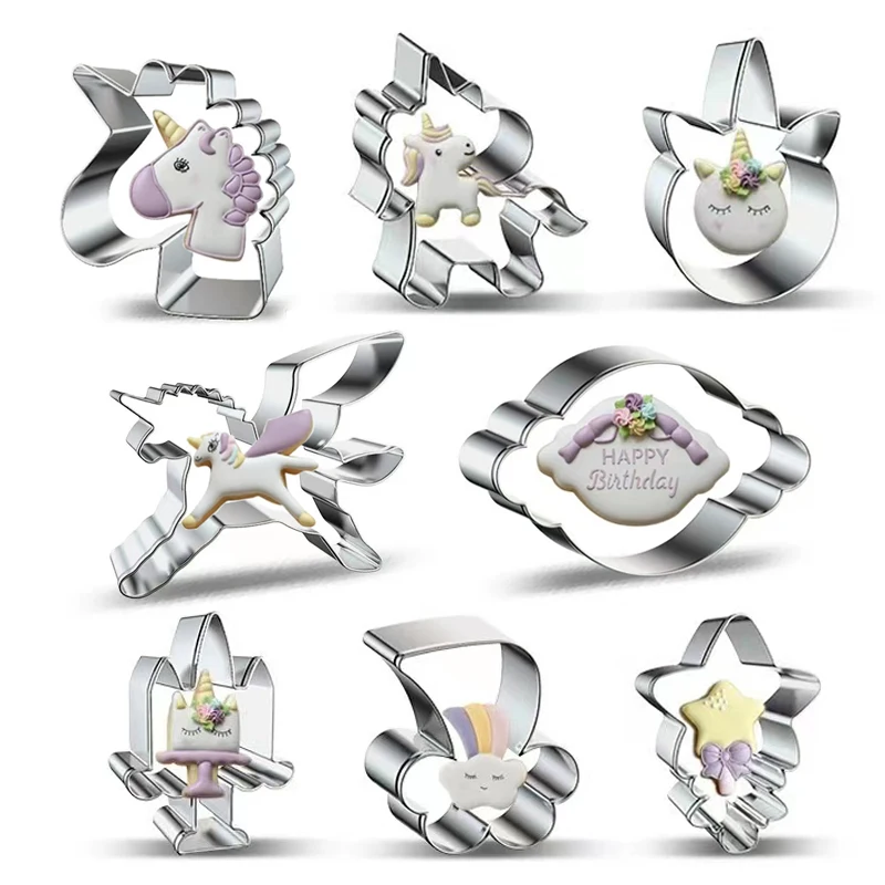 Stainless Steel Unicorn Cookie Cutter Candy Biscuit Mold Cake Pastry Fondant Mould Stamps Cutter Cake Decorating Tools