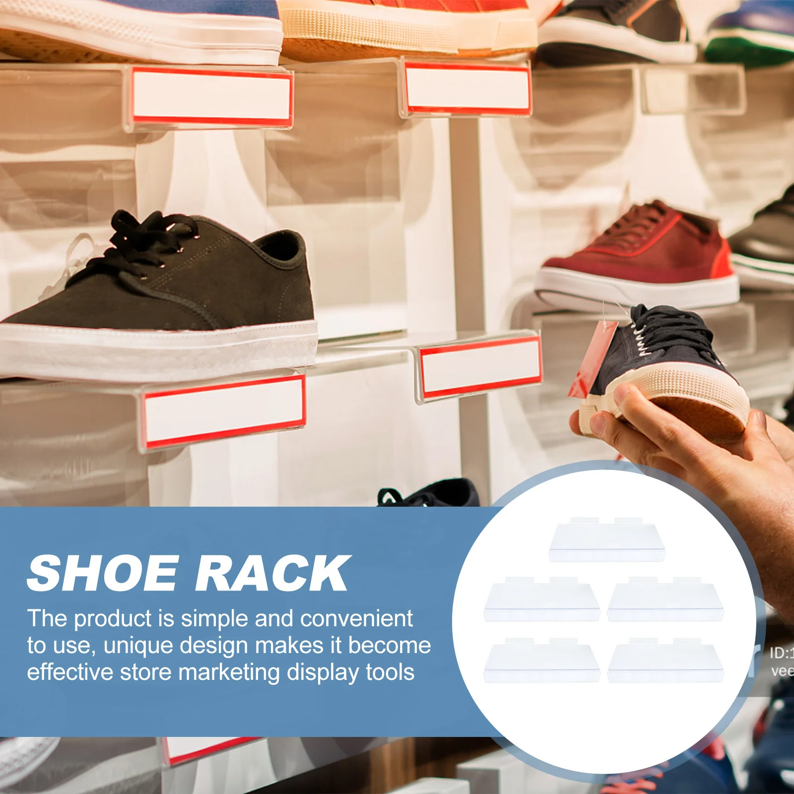 

5Pcs Shoe Display Stand Plastic Transparent for Shopping Mall Sneaker Holder Sandal Rack Retail Display Plastic Shoe Stand