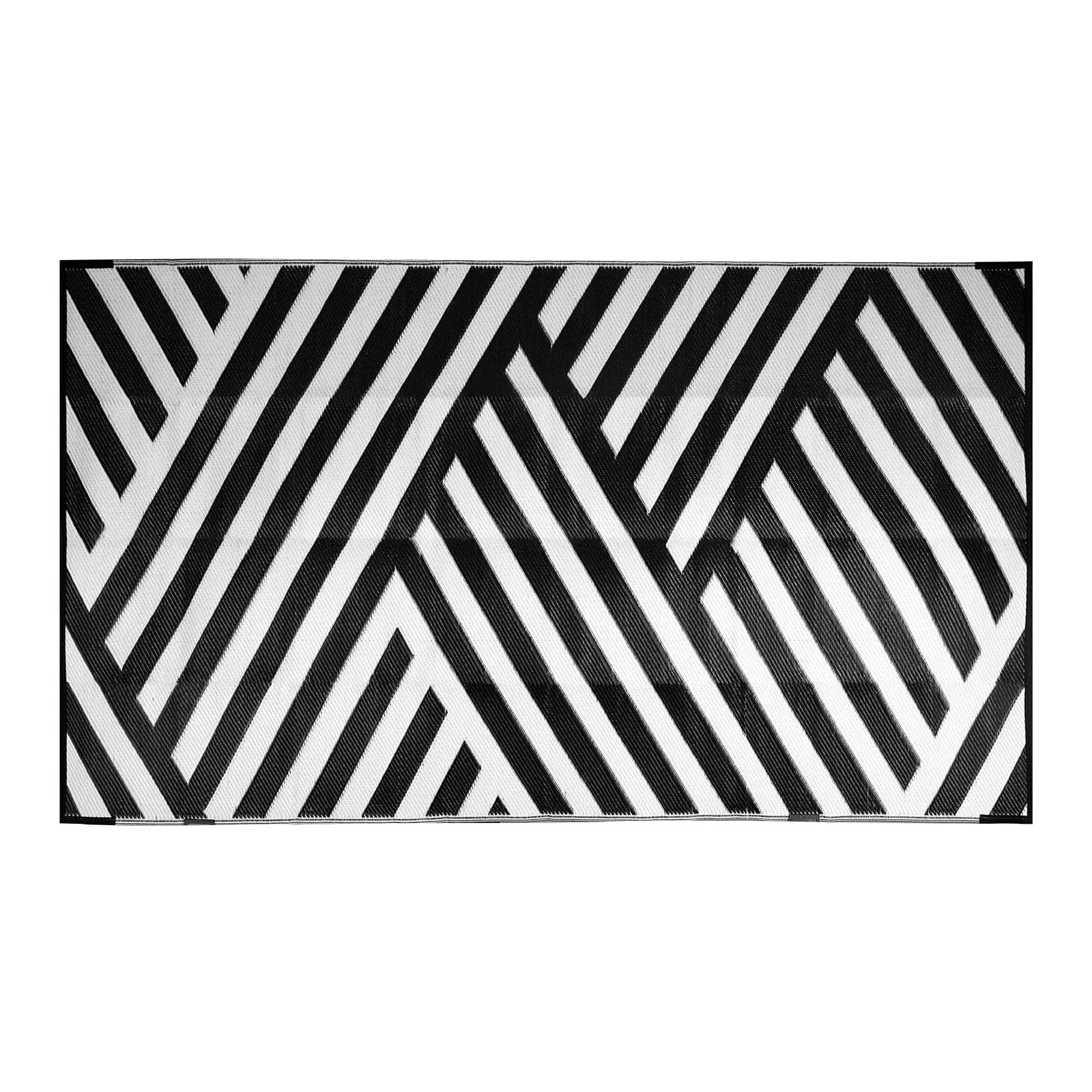 Waterproof Reversible Outdoor Rug 9' x 12' for patio , for rv , Beach & Camping - Black & White Plastic Straw Mat