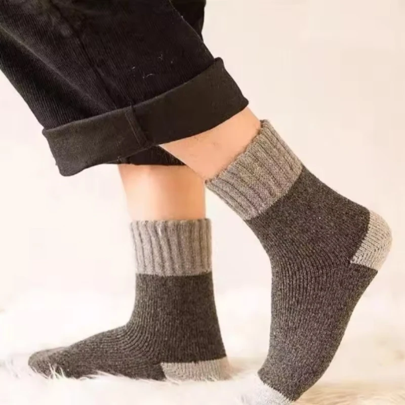 

5 Pairs Lot Winter Thicken Wool Socks Men's High Quality Towel Keep Warm Sock Cotton Christmas Gift Socks for Male Thermal 38-45