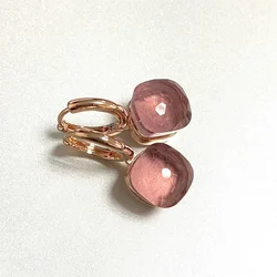Classic  Earrings For Women Amethyst Crystal Earrings Copper With Gold Plated Square Candy Colors Earrings Fashion Jewelry