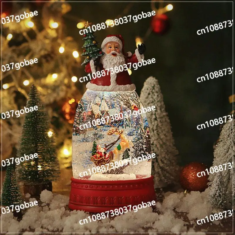 Santa Claus Decorations, Snowy Ambient Lights, Crystal Ball Music Box, Birthday Gift Ornament for Wife and Girlfriend