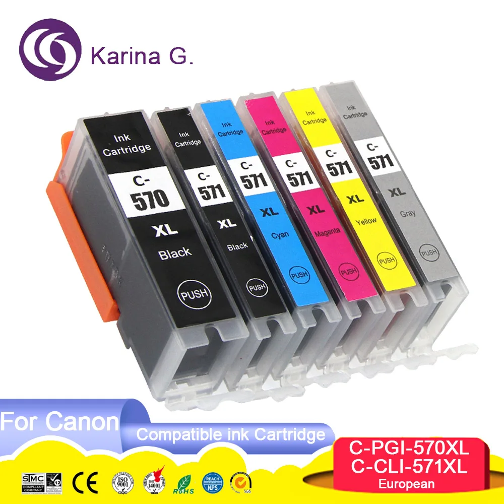 

PGI-570XL PGI-570 PGI570 570 CLI-571XL CLI-571 CLI571 571 Премиум-совместимый цветной картридж для Canon PIXMA MG7750/MG7751