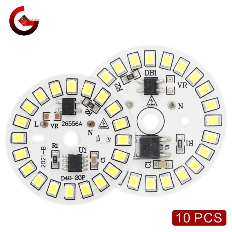 10pcs/lot LED Chip 3W 5W 7W 9W 12W for Light Bulb 90 Lumen/W 2835SMD Round Light Beads AC 220V-240V Bulb Chips Lighting Lamp