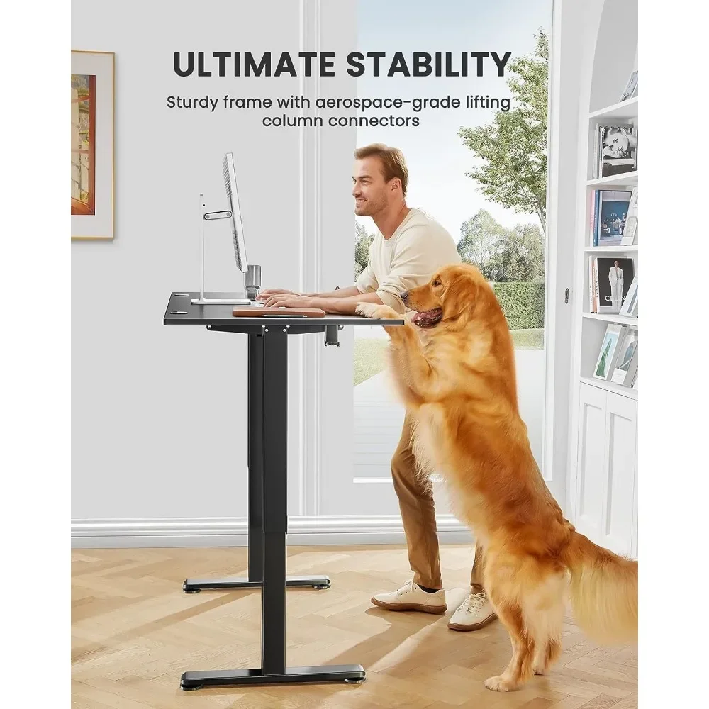 OEING Adjustable Electric Standing Desk, 55 x 28 Inches Sit Stand up Desk, Memory Computer Home Office Desk (Black)