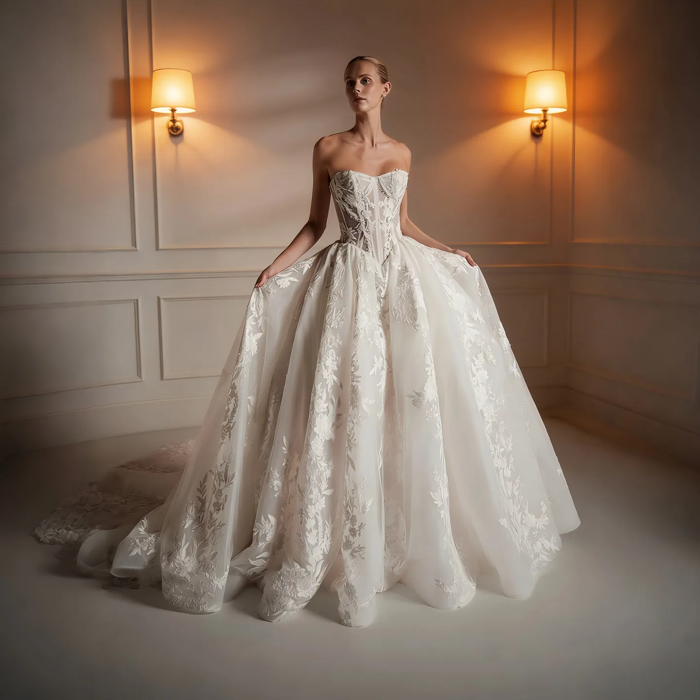 

Sharon Said Off Shoulder Floral Applique Wedding Dress Boned Corset Veil Women Bride Dresses vestidos de novia SW169 Customized