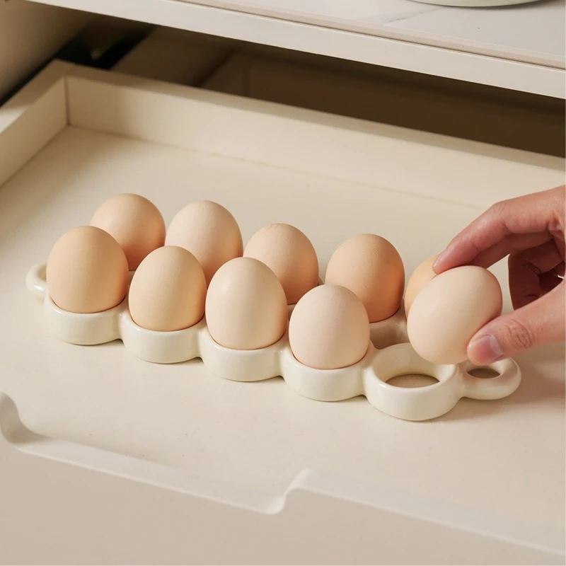 Creative Ceramic Egg Grid Plate Tray Geometric Egg Rack Kitchen Storage Containers Circular Storage Rack Kitchen Utensils