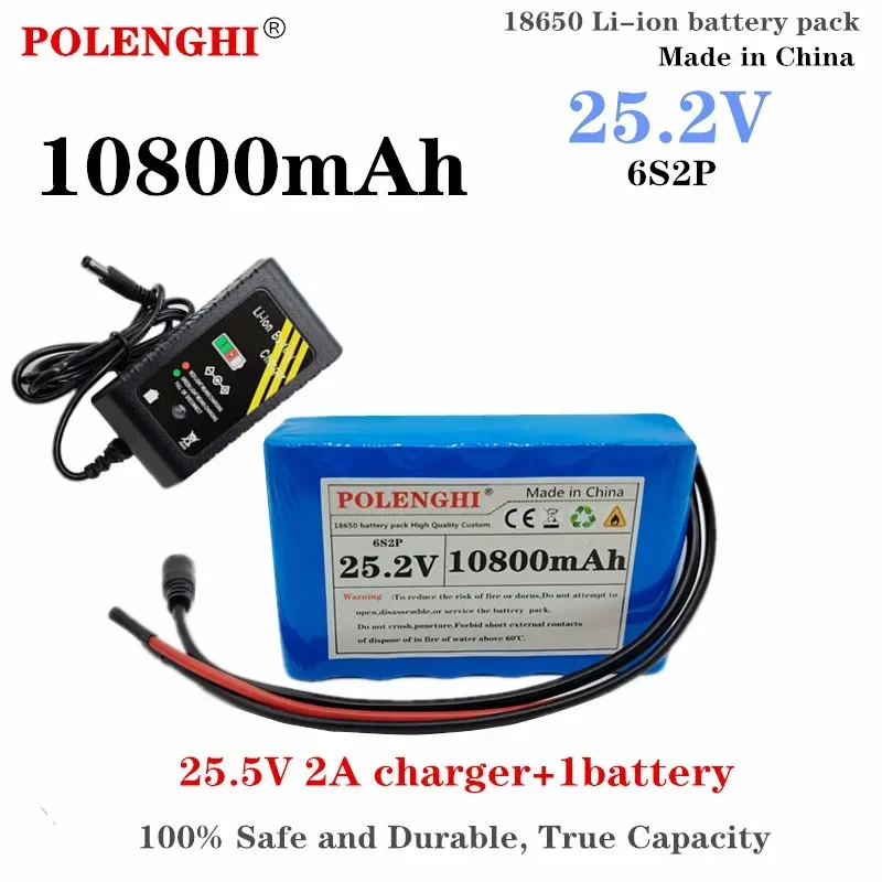 100%actual capacity 6S2P 25.2V 7000-10800Ah rechargeable lithium-ion battery pack with built-in intelligent BMS protection board