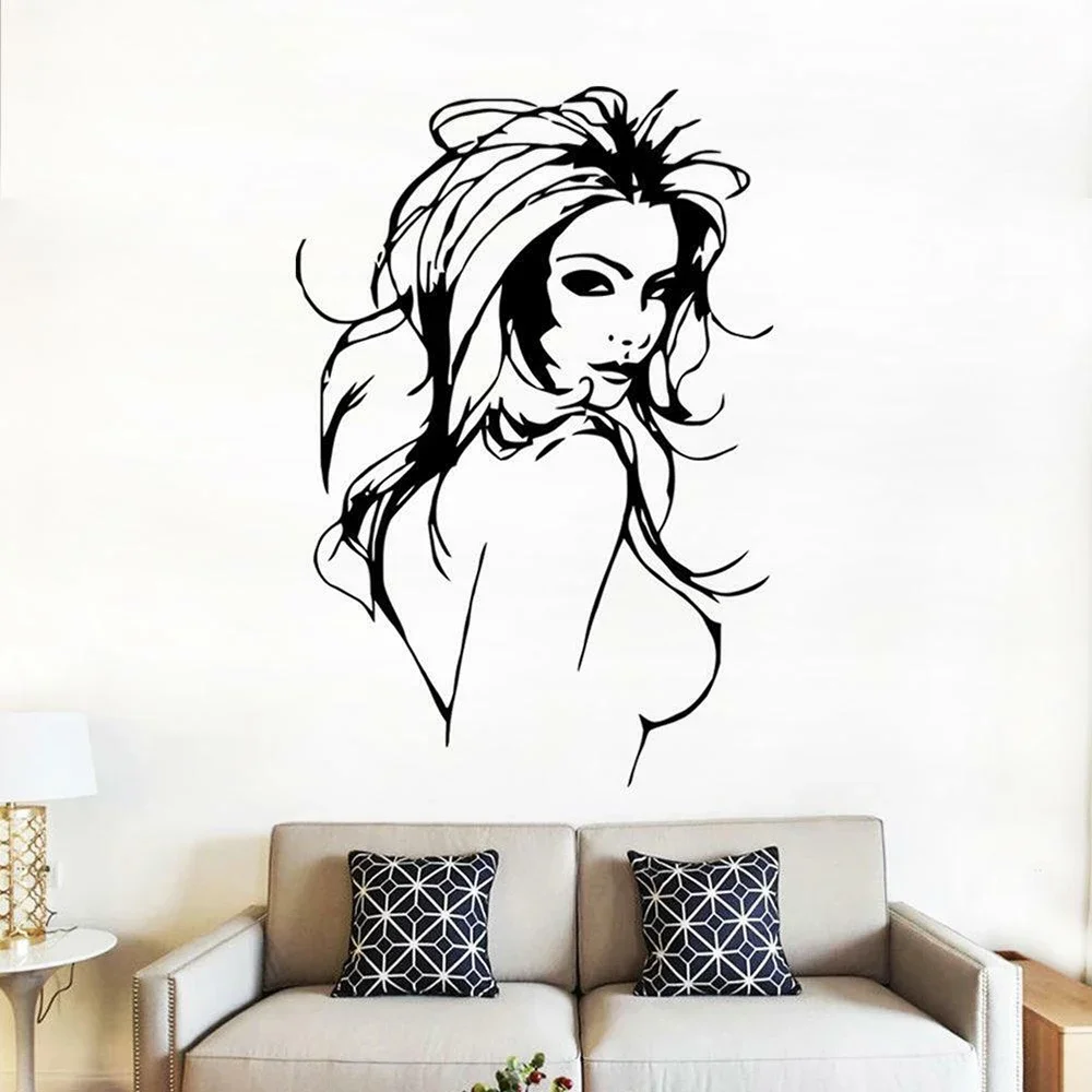 Calcomanías de pared de vinilo para mujer desnuda, calcomanía de silueta Sexy, calcomanía de Manga, Anime, niñas, hombres, pegatinas de decoración de dormitorio, C057