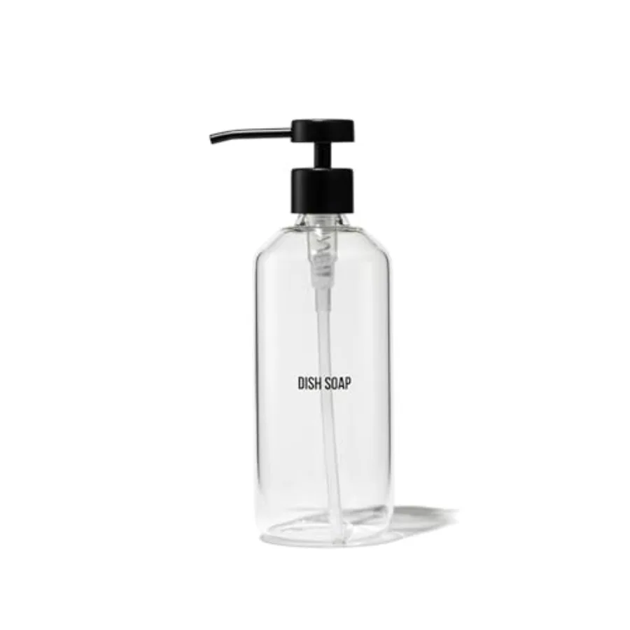 

Glass Dish Soap Dispenser Pump for Kitchen Sink Liquid Dish Soap Refill Bottle Made with Clear Borosilicate Glass and Black Sta