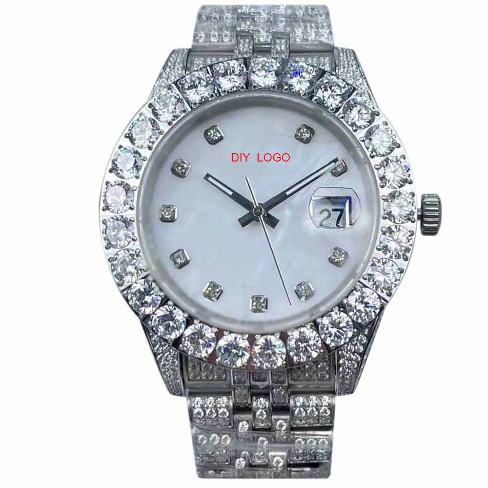 Customized Logo43mm men's watch with high-end mechanical movement, diamond bezel and sapphire mirror, best gifts man