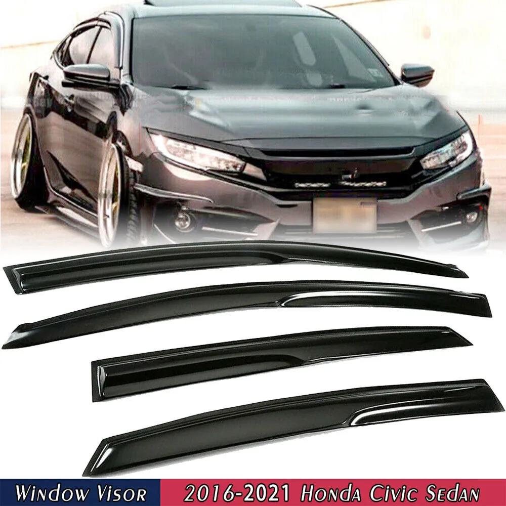 

Для Honda Civic Sedan 2016-2021 годов выпуска, 4 шт., накладные дефлекторы окон, защита от солнца и дождя