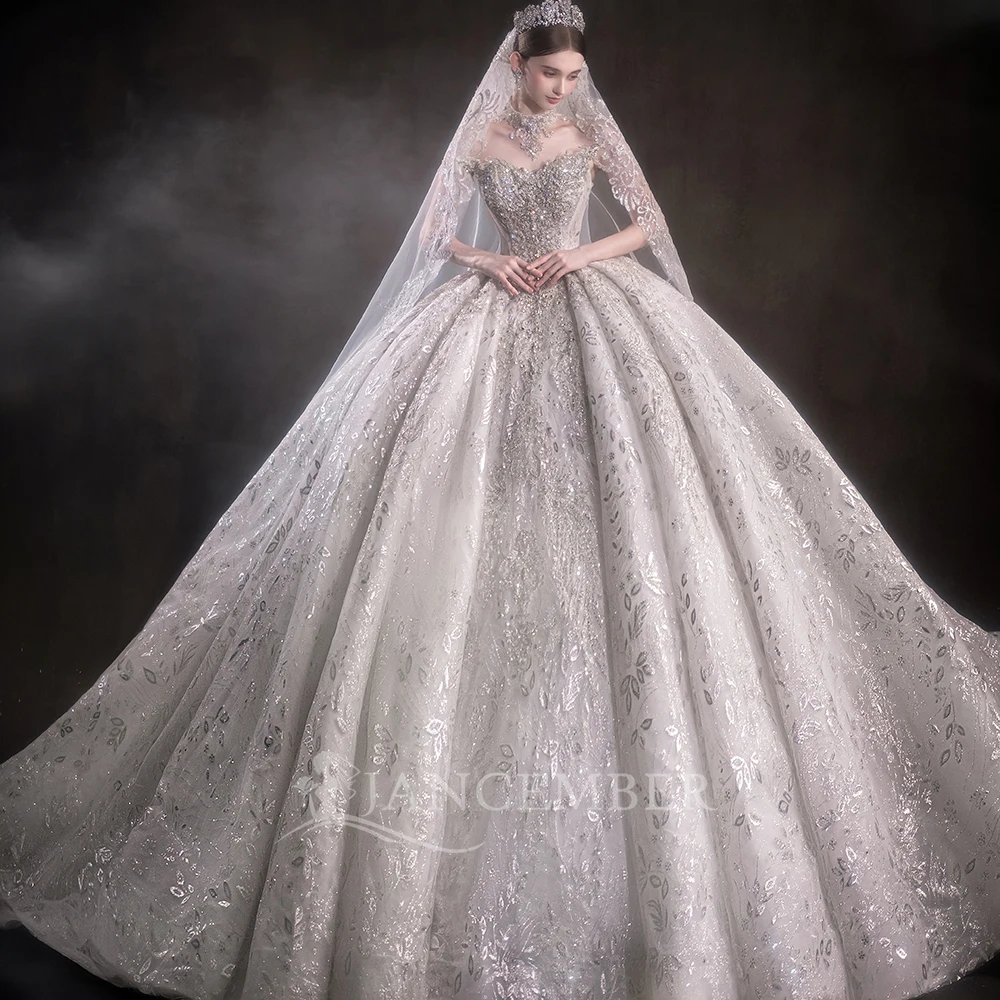 Vintage Wedding Dresses Perfect Sequins Bridal Ball Gowns Strapless Sleeveless Customized Princess Bride Dress Vestidos De Novia