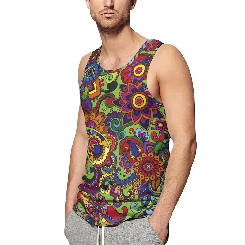 New 3D Persia And India Paisley Pattern Printing Tank Top For Men Hinduism Spiritual Totem Graphic Tank Tops Vintage Clothes Top