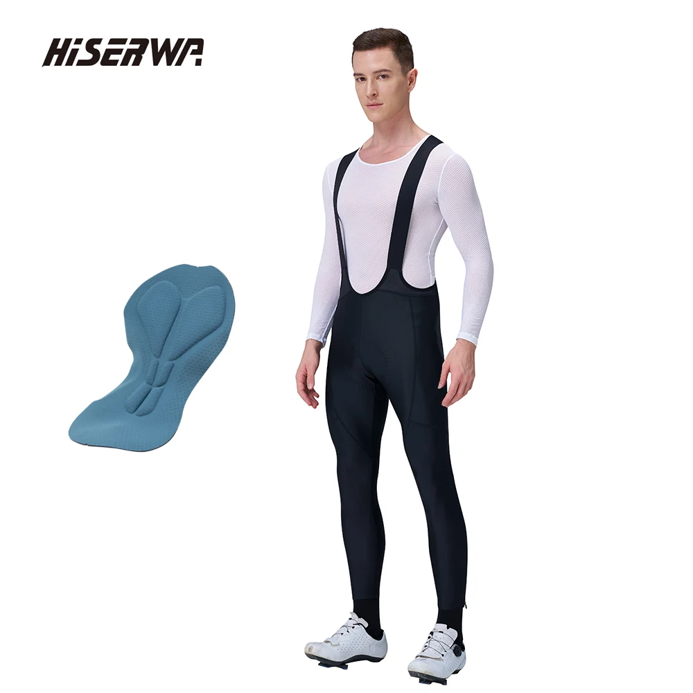 

HISERWA Cycling Bibs Pant Pro 6 Hours Cycling Pad Men Bicycle Long Pant Breathable Bike Tights Bretelle Calca Ciclismo Masculino