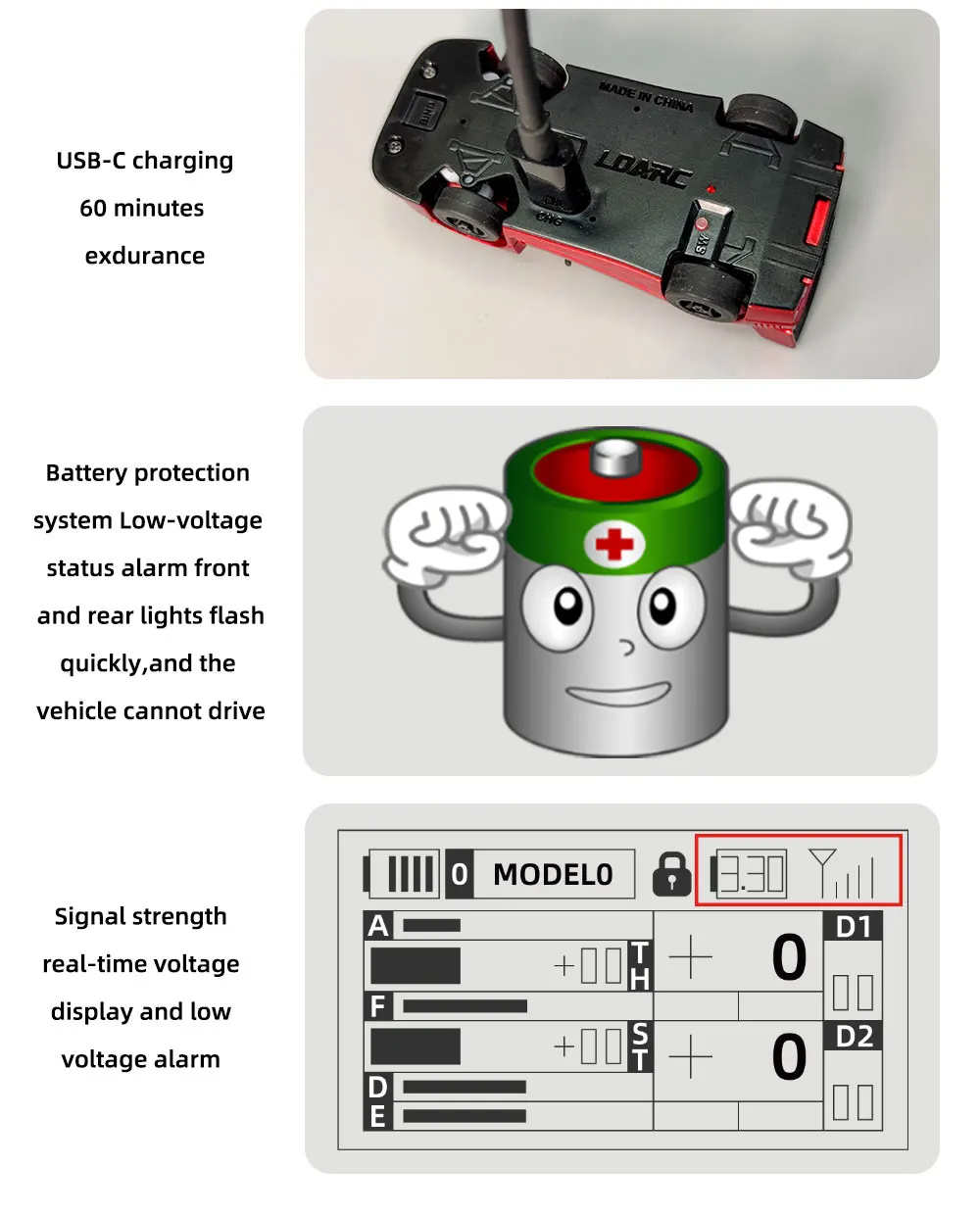 LDARC S100 1:64 1/64 RC Mini Fahrzeug/Rennwagen, CT03 2,4 GHz 10CH Fernbedienung Erwachsene Kinder Spielzeug Geschenk – Detail 8