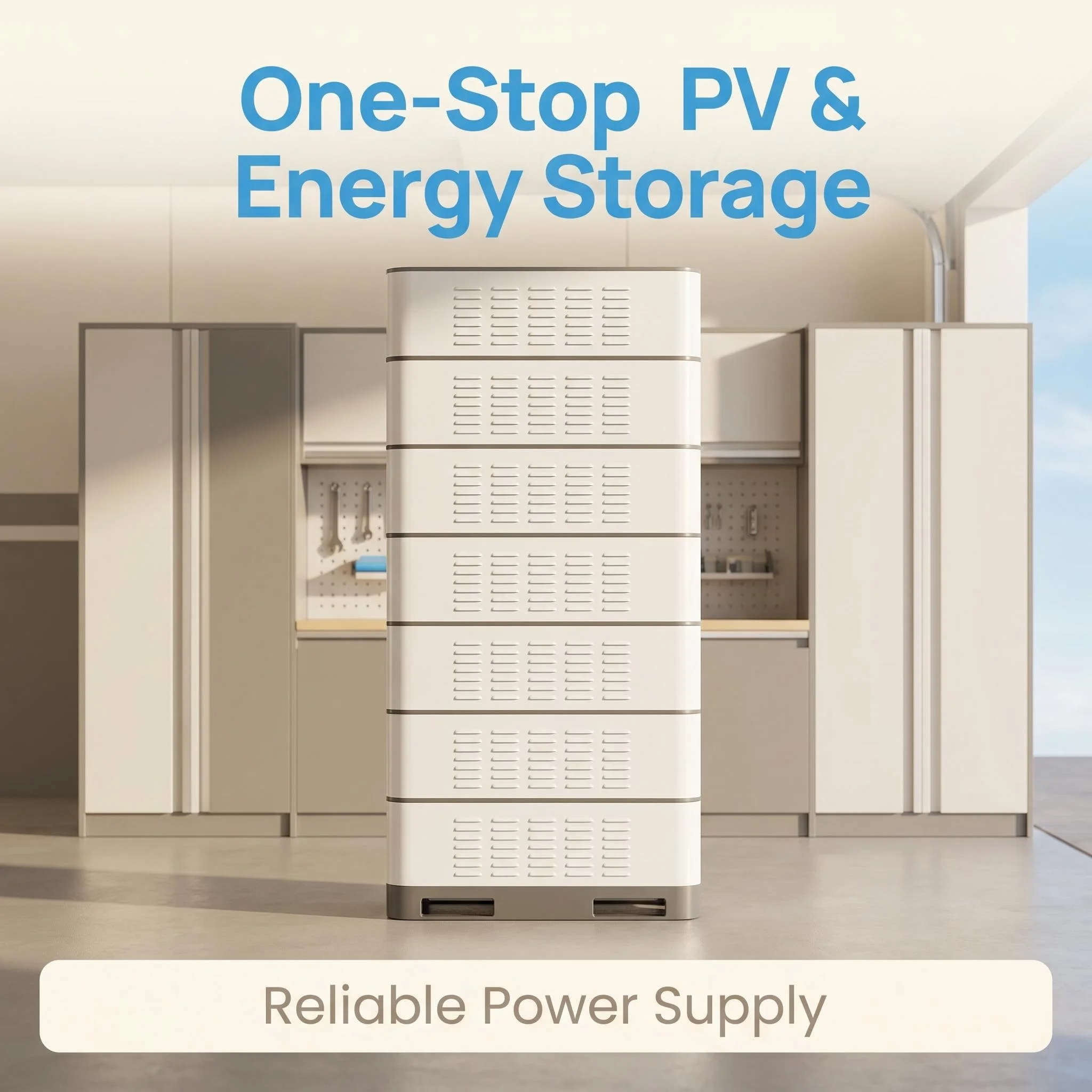 Stacked 96KWH 307.2V 314Ah on Grid Solar Storage Battery System High Voltage Cabinet 6pcs 16KWh LiFePO4 Modules Indoor