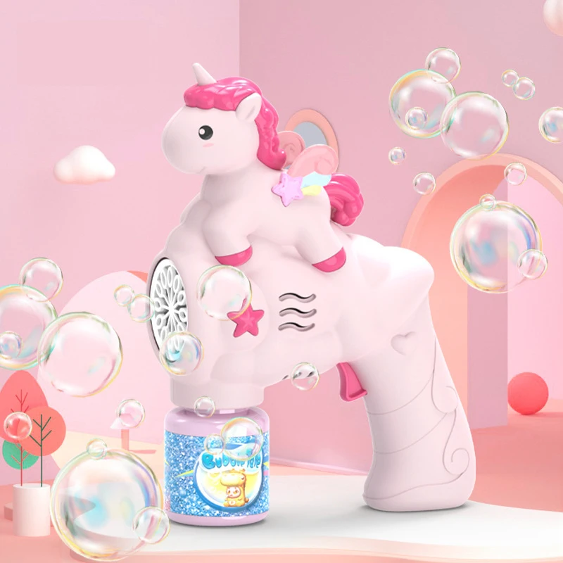 Hot Pony Bubble Machine para Bubble Gun, Unicorn Bubble Blower para crianças, Soap Bubble, brinquedos de verão, presentes para crianças