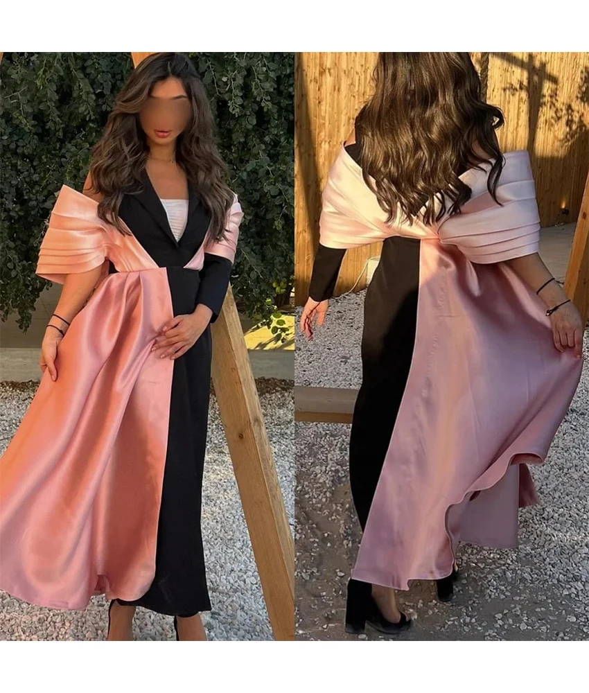 

Customized Graceful Jersey A-Line Evening Dress Fashion V-Neck Long Sleeves Ankle Length Bespoke Occasion Gowns Custom Size