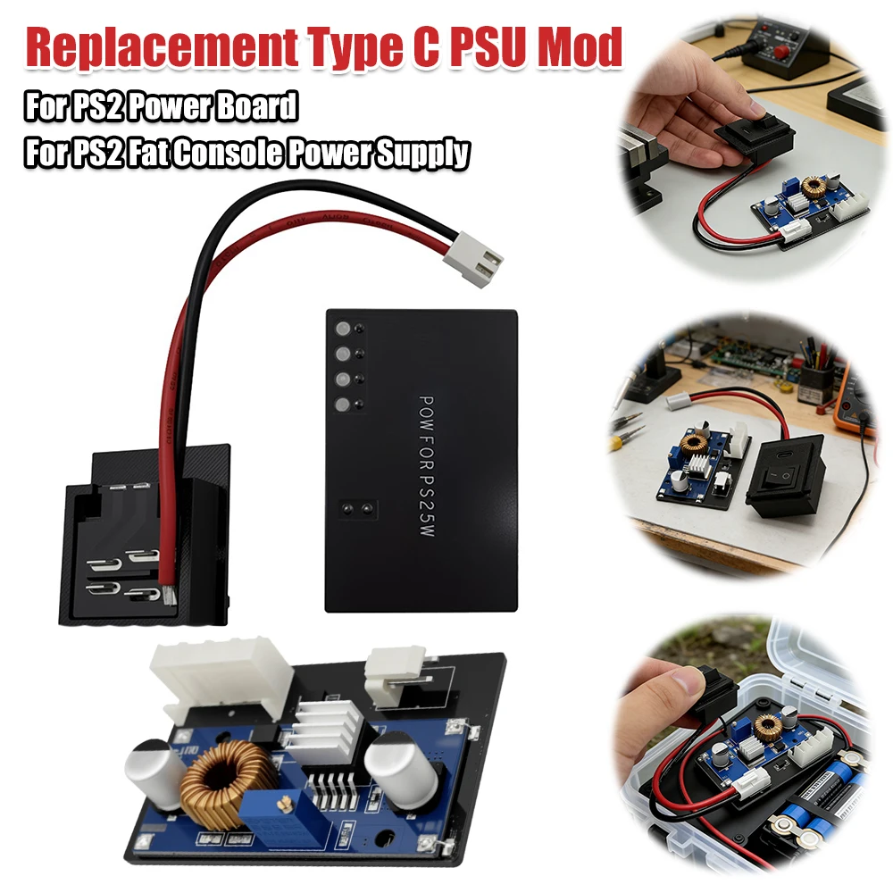 

Сменный модуль блока питания Type-C для консоли PS2 Fat, плата питания, модуль блока питания с поддержкой PD 3.0, запчасти для ретро-игровых приставок