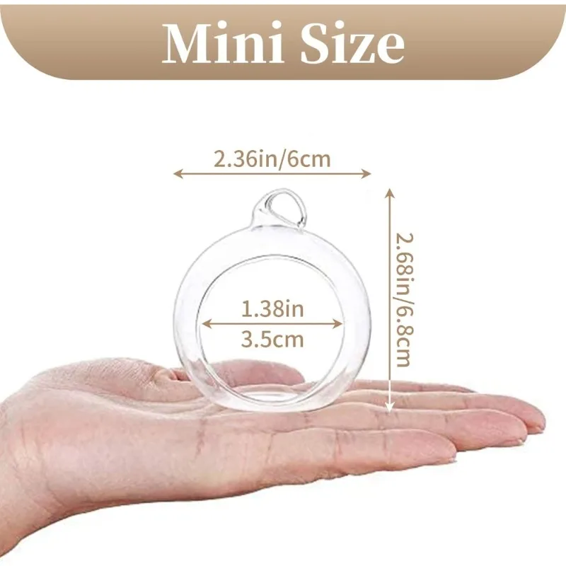 كرات زجاجية معلقة قابلة للتعبئة، حامل شموع إضاءة للشاي لحفلات الزفاف وأعياد الميلاد وحفلات الكريسماس #5