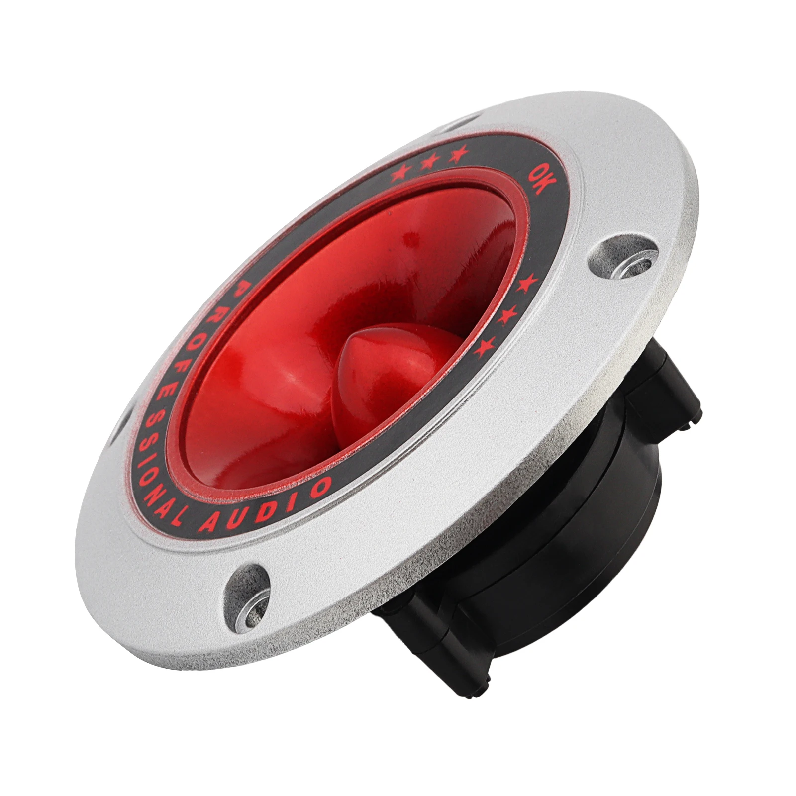 4 inch 12V Universal Car Speaker Silver & Red High Frequency Mini Tweeter for Vehicle / Outdoor Audio Modification