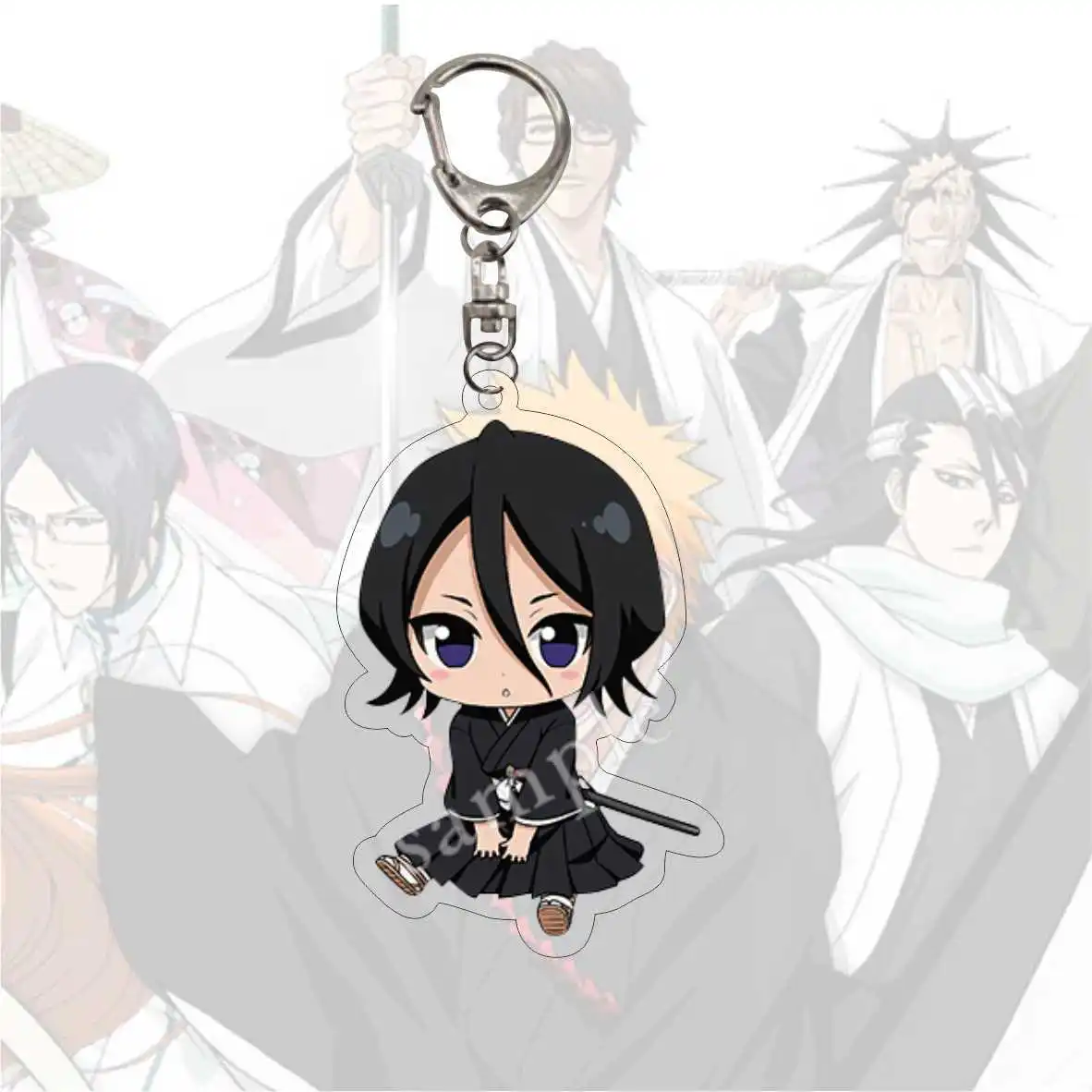 Original Anime Bleach Keychain  for women and men, acrylic keychain with a comical character, bag accessories, school pendants,