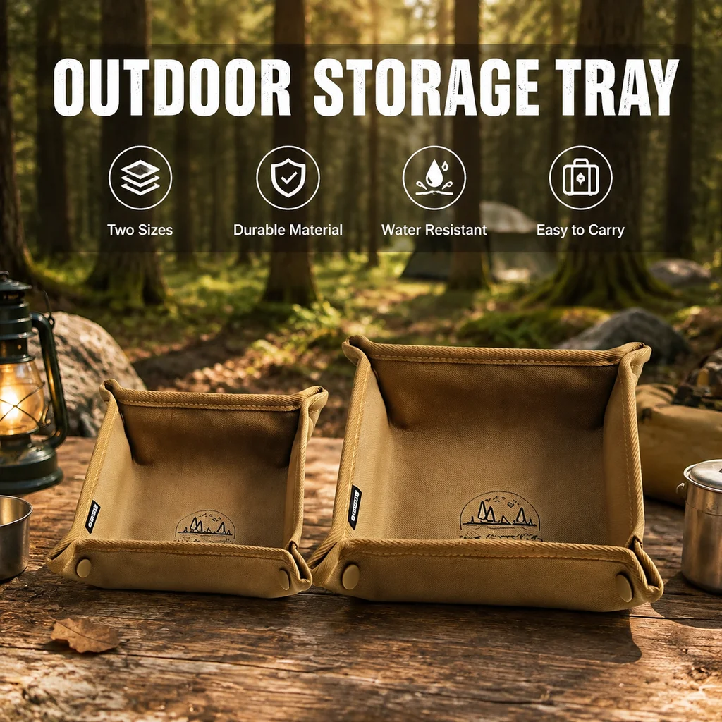 Camping Storage Tray Home Travel Storage Box Outdoor Camping Portable Folding Table Stacked Square Clutter Storage Tray 1/2/4pcs