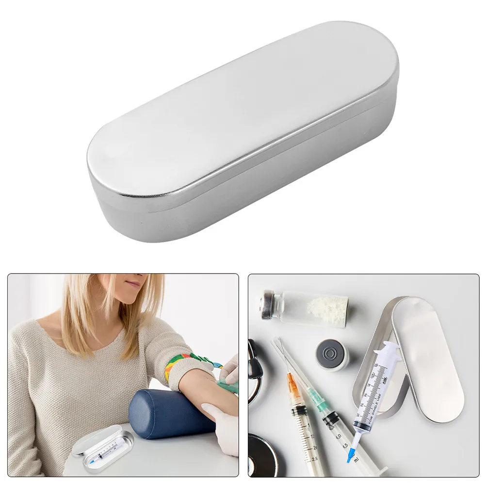 

3pcs Aluminum Needle Box Injection Syringe Container Portable Dustproof For Hospital Clinic Durable Storage Box Teaching