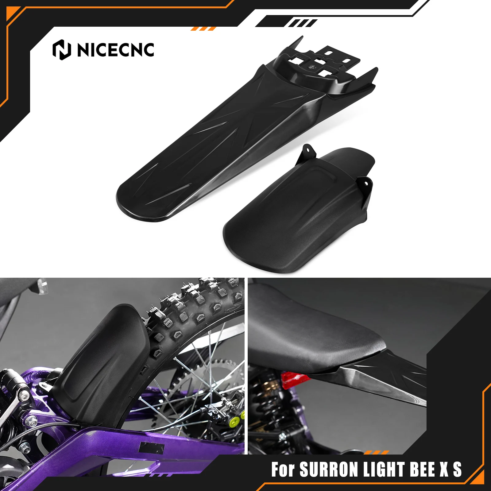 

NICECNC For Surron Light Bee X Motocross Rear Wheel Fender & Extended Rear Fender For Sur-Ron Light Bee S Electric Dirt Bike