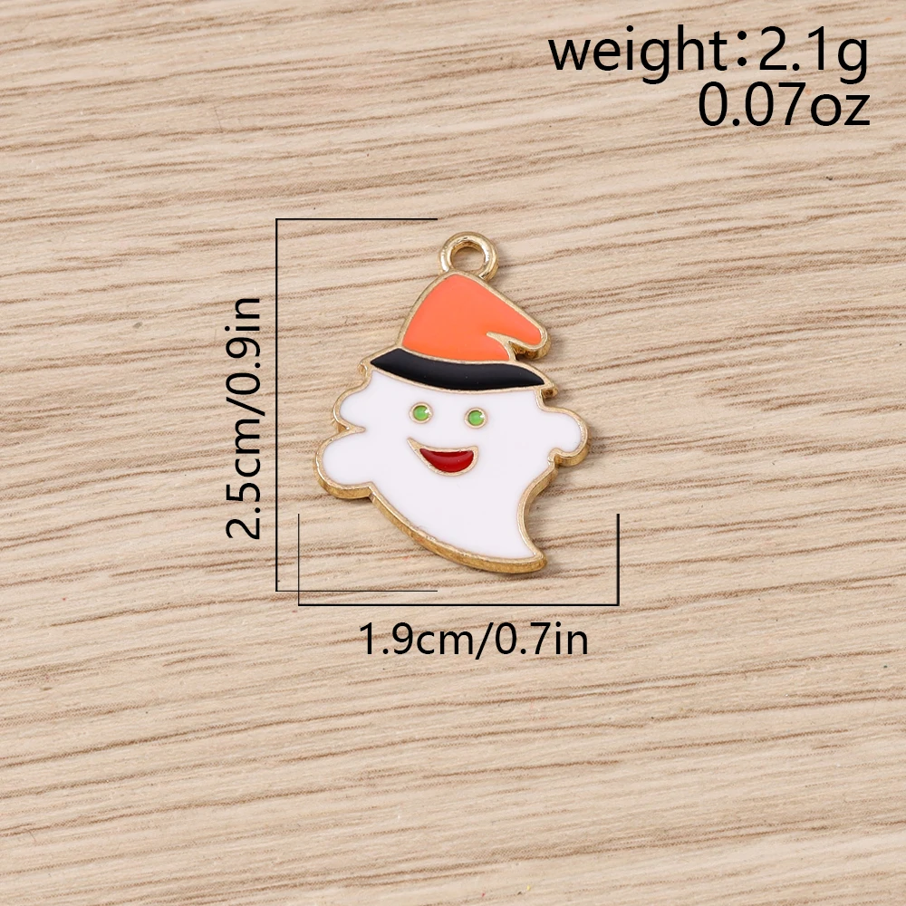 Tusember 20 Stück Emaille-Hexenhut-Katzen-Schädel-Fledermaus-Spinnen-Charm-Anhänger für Halsketten, Ohrringe, DIY-Armbänder, Halloween-Schmuckherstellung – Detail 10