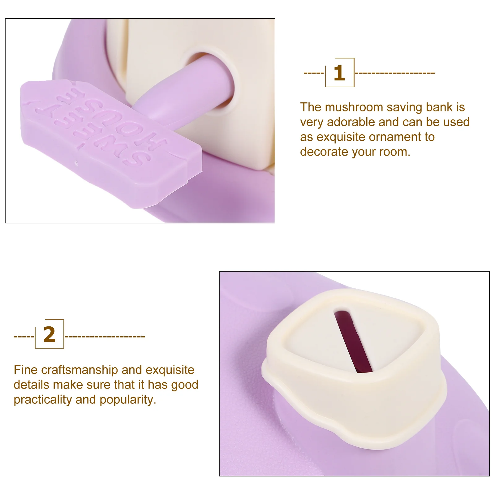 

Adorable Mushroom Shaped Piggy Bank Exquisite Ornament Household Coin Bank Christmas Surprise Decoration for Kids