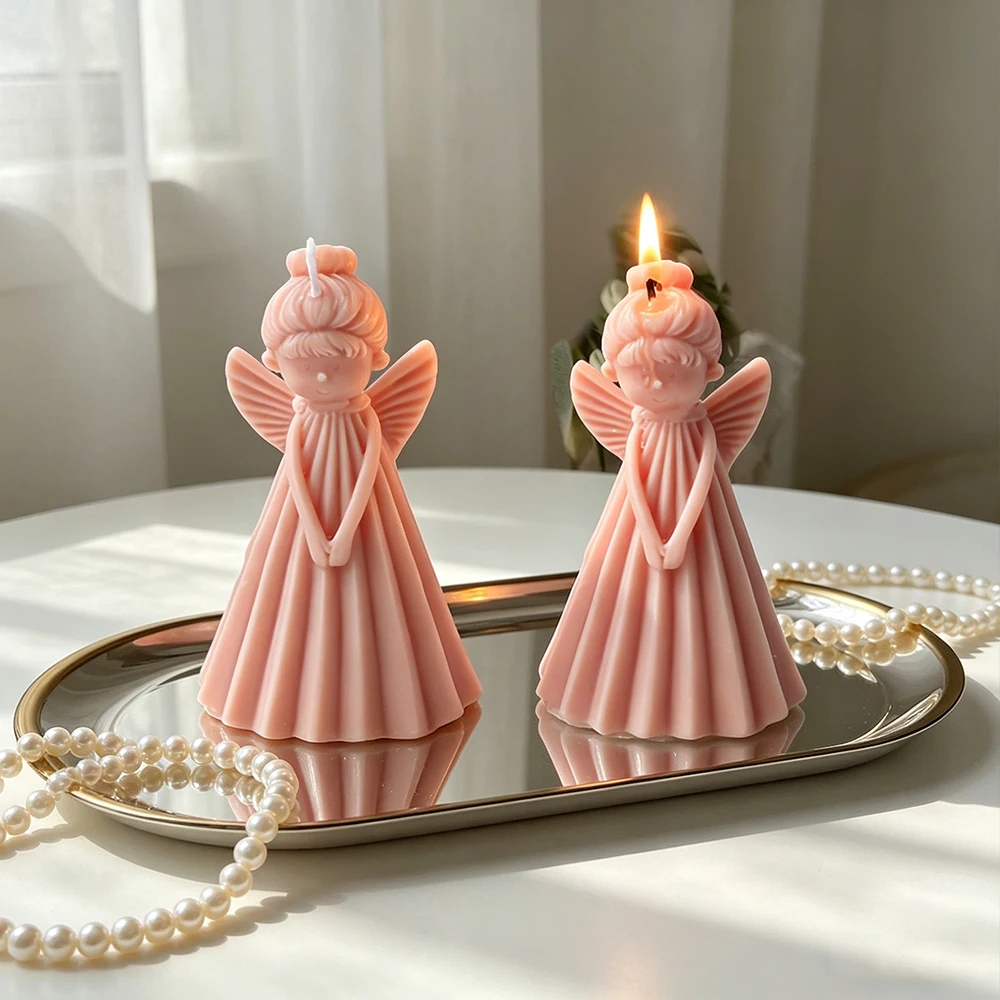 3D Angel Girl Silicone Candle Mold, DIY Aromatherapy Wax Soap Plaster Resin Mould for Home Decor Crafts Gifts Easy Release - view 2