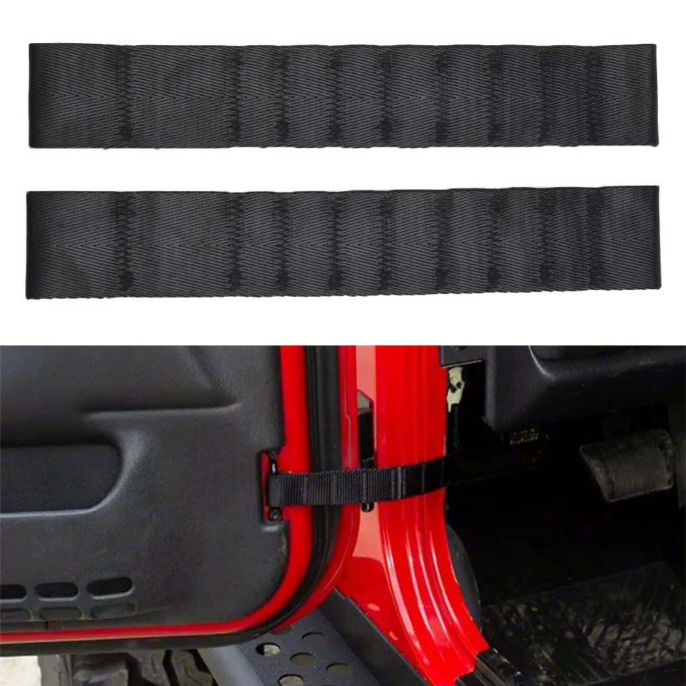 2x Adjustable Door Limiting Check Strap For Jeep Wrangler TJ JK JKU JL JLU Black High-quality Nylon Interior Door Belt Parts