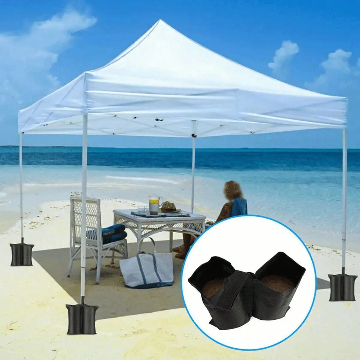 4 Unbreakable Aluminum Weather Sandbags Provide Protection for Camping Beach Picnics - Easy To Install Camping Supplies