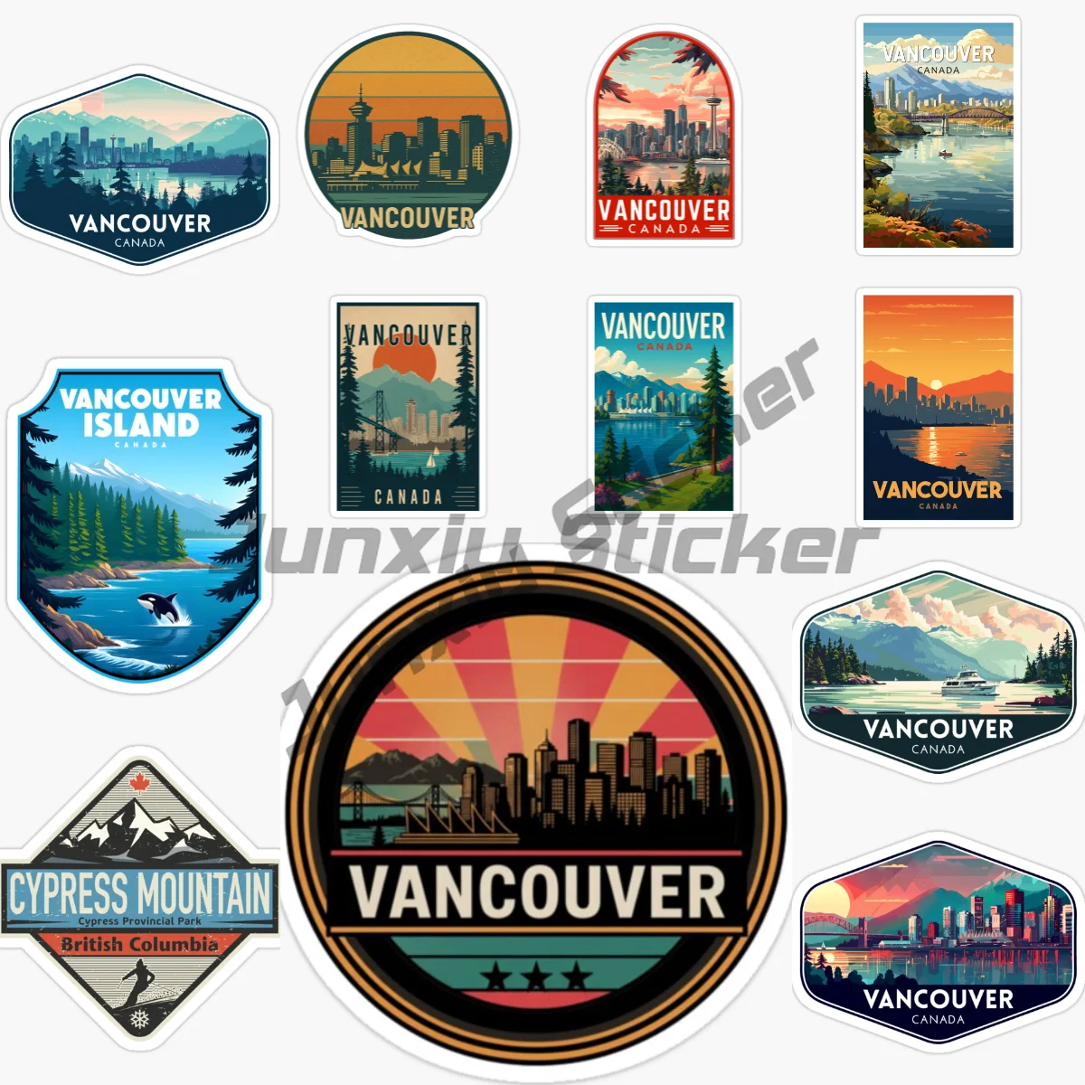

VANCOUVER CANADA National Scenic Tourism Car Stickers Vinyl Self Adhesive Waterproof Decorative Stickers Parts Accessories